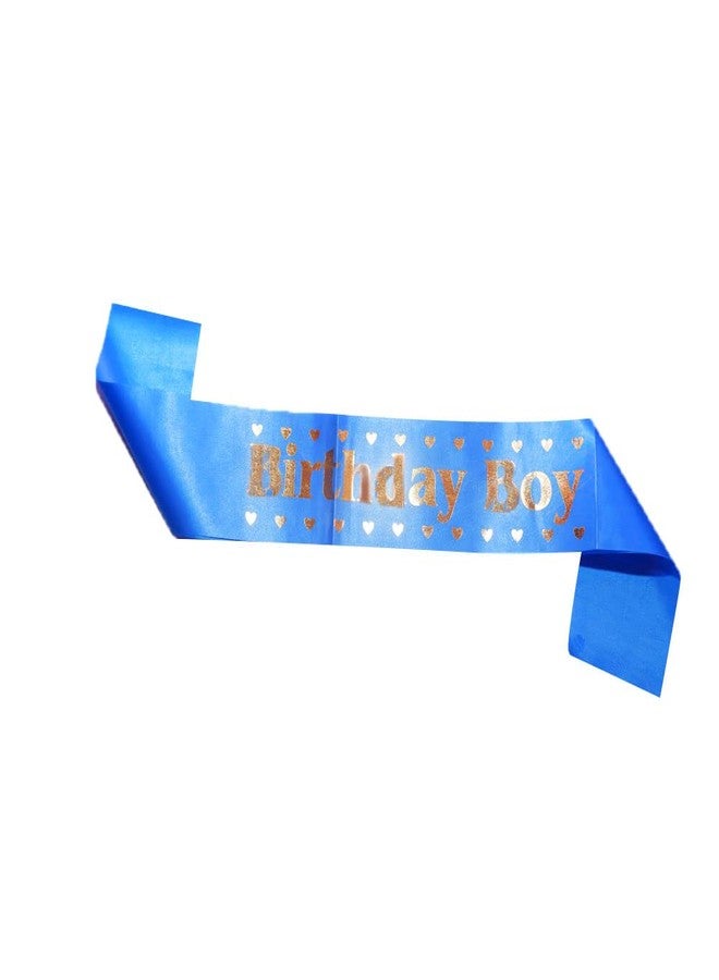 V3E Birthday Boy Sash With Gold-Soft Satin Blue Sash Party Item Theme Birthday Party Decoration (Pack of 01) - Image 1